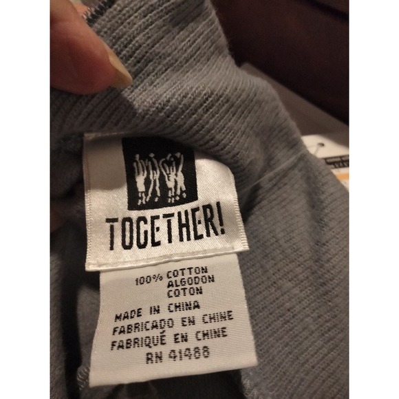 Together Blue Cotton Embroidered Turtle Neck Sweater Women Size Medium - Picture 6 of 8